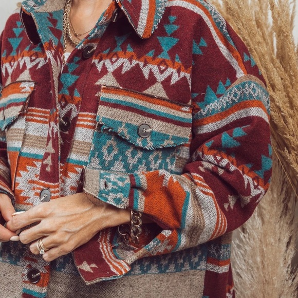 New Aztec Yellowstone Distressed Flannel Jacket Shacket - Picture 4 of 6